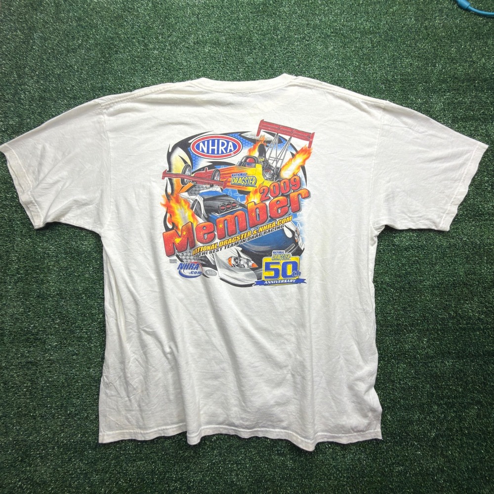 Vintage NHRA 2009 Member T-Shirt Mens 2XL White Racing 50th Anniversary Anvil